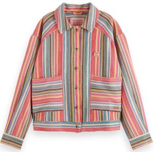 Scotch & Soda Short trucker jacket in multi colour stripe Dames Jas - Maat XL