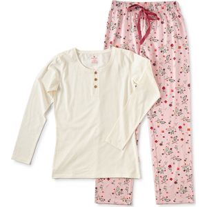 Little Label Pyjama Dames Maat XL/42 - lilaroze, groen, fuchsia - Bloemen - Dames Pyjama - Zachte BIO Katoen