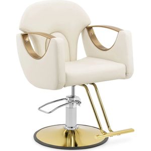 Kappersstoel - Crème - Kunstleer - Verstelbaar Hoogte 55 - 65 cm
