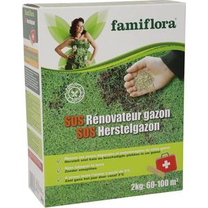 Famiflora graszaad SOS herstelgazon - 2KG voor 60-100m² - Om bestaand gazon bij te zaaien