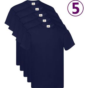 Fruit of the Loom - T-shirts Original - Marineblauw - 5 stuks - Katoen - 5XL