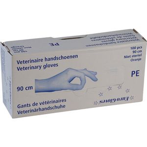 Eurogloves handschoenen PE veterinair 90cm oranje - One-size- 500 x 100 stuks voordeelverpakking