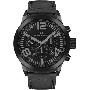 Marc Coblen XL Chronograaf Horloge met Verwisselbare Lunette en Horlogeband - MC45B2 Zwart - 45mm