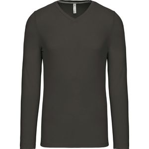Kariban T-shirt V-hals lange mouwen K358 - Dark Grey - L