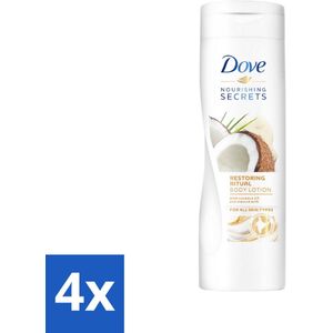 Dove Bodylotion - Nourishing Secrets - Restoring Ritual - Kokos & Amandel - 400 ml - Voordeelverpakking - 4 stuks