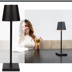 BandiO Cape Town Premium Tafellamp Oplaadbaar – Draadloos en dimbaar – 100% Aluminium - 5200mAh - Moderne touch lamp – Nachtlamp Slaapkamer – Zwart