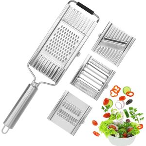 4 stuks - 4 soorten raspen - Groentesnijder 4 in 1 rasp - Multifunctionele groentesnijder - RVS rasp - Keukengereedschap - Keukenmachine - Snijden en raspen - Gemakkelijk schoon te maken - Vaatwasserbestendig Reiniging