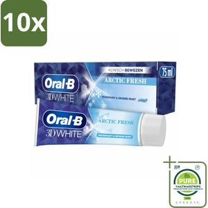 10 x Oral-B - 3D White Arctic Fresh - Tandpasta - Whitening - Frisse Adem - 75 ml - Grootverpakking - Tandpasta - Whitening - Frisse Adem - Glazuurveilig - Tanden Bleken