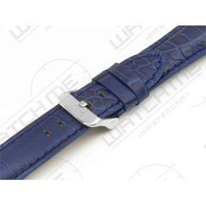 Horlogeband leer alligator print - Carolina blauw 24 mm