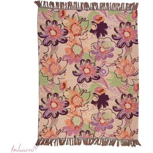 Imbarro - Plaid Laurel - Throw - 130x170cm - Bloemen - Katoen
