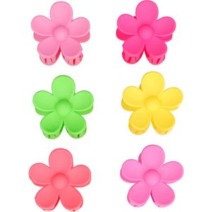Haarklemmen Set Klein Bloem 4cm Matte Kleuren Color Roze Groen Geel Haarspeld Haarclip Flower