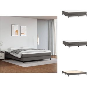 vidaXL Boxspringframe - Grijs Kunstleer - 203 x 160 x 25 cm - Ondersteunende poten - Multiplex lattenbodem - Bed