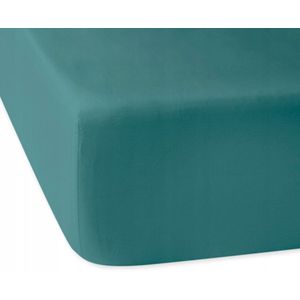 Hoeslaken Katoen Satijn met Elastiek 180x200cm Turkse Blauw
