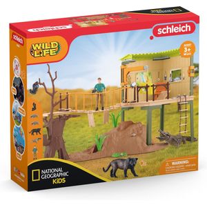 schleich WILD LIFE - Het Avonturenstation - Kinderspeelgoed - Wilde Dieren uit de Jungle - 68 Onderdelen, 5 Dieren