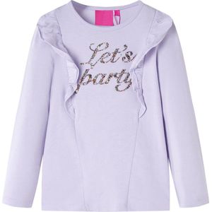 vidaXL - Kindershirt - met - lange - mouwen - 128 - lichtlila