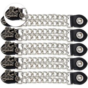 5Pcs Leather Vest Extension Chain Motorcycle Vest Extenders Alloy Biker Vest Extenders With Motorcycle Engraving 17cm Double Black Chain Vest Extender for Vest