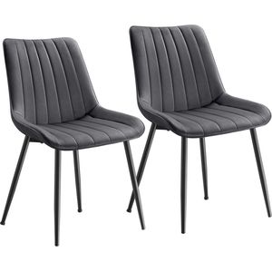 Eetkamerstoel Set van 2 - Eetkamerstoelen - Keukenstoelen - Duurzame stalen poten - 60cm x 50,1cm x 88,6cm - Grijs