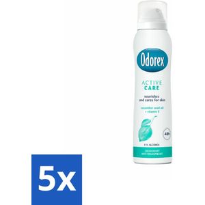 5 x Odorex Deodorant Spray Active Care 150 ml - Aloë Vera - Langdurige Bescherming - Frisse Geur - Deodorant Spray