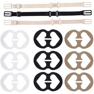 Low Back Bra Strap Set – BH accessoire – Verstelbaar BH Straps Hulpmiddel – Geschikt Voor 2 & 3-Hook-Bh's – 3 Houders + 9 Klemmen – 20-25 cm – Beige, Roze, Zwart