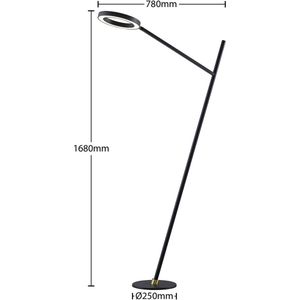 Lucande - LED vloerlamp- met touchdimmer - 1licht - metaal, aluminium - H: 168 cm - zwart, goud - Inclusief lichtbron