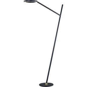 Lucande - LED vloerlamp- met touchdimmer - 1licht - metaal, aluminium - H: 168 cm - zwart, goud - Inclusief lichtbron