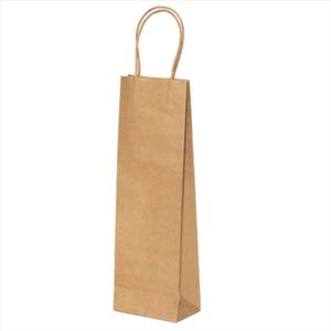 Flestas - Cadeau tas - Kraftpapier – voor 1 fles – 38x14x8 cm – 50 stuks
