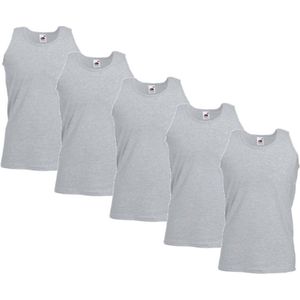 5 Pack Fruit of the Loom Valueweight Sportshirt-Onderhemd Grijs Maat XXL