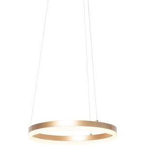 QAZQA anello - Design Dimbare LED Hanglamp met Dimmer - 1 lichts - Ø 40 cm - Goud/messing - Woonkamer | Slaapkamer | Keuken