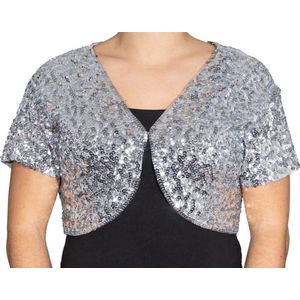 Feestelijke - bolero - vol met pailletten - zilver - XXL - 44
