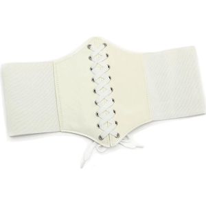 Zwart Corset Tailleriem voor Dames - Breed Waspie met Vetersluiting - Elastische Cinch-Riem voor Halloween en Feestjes