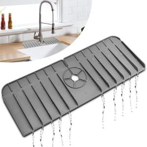 Kraanmat - Afdruipmat - Droogmat - Gootsteenmat - Duurzaam - Grijs - Geschikt voor kranen met een diameter van 3,5 tot 5cm - Must have voor in de keuken!
