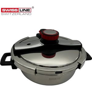 Swiss Line Switzerland snelkookpan 6 liter/24cm - Pressure Cooker - Snelkookpan inductie - Snelkookpannen - Geschikt voor alle warmtebronnen - RVS