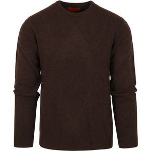 Suitable - Pullover Wol O-Hals Bruin - Heren - Maat L - Modern-fit