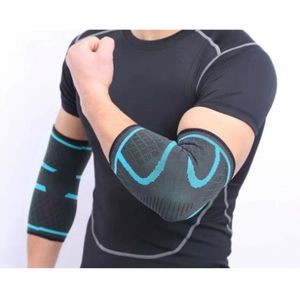 Go Go Gadget - Elleboogbrace - Fitness - Sleeve - Powerliften - Elleboogband - Basketbal - Bescherming - Tennis- Compressieband - Grijs/ Blauw - Maat M