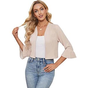 Dames bolero jasje 3/4 mouwen met ruches - Elegant gebreid vest voor feesten