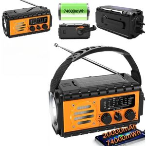 Noodradio Met Zonnepaneel, Zaklamp, Leeslampje, AM/FM/SW NOAA-weerradio - Handmatige Slinger, Zonne-energie, USB Type-C-oplading - Compact En Draagbaar, Ideaal Voor Kamperen/stroomuitval, Oranje