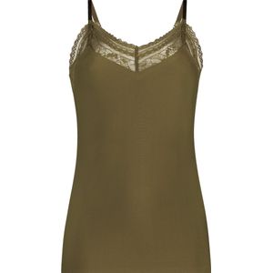 Secrets spaghetti top met kant olive green voor Dames | Maat XL