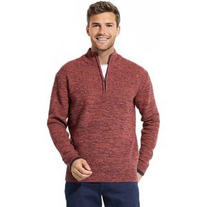 Trui met hoge hals en ritssluiting van gevlekte gebreide wol