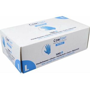 ComFort Handschoen, Nitril, ongepoederd, L, blauw 100 st