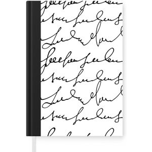 Notitieboek - Schrijfboek - Letters - Wit - Zwart - Patronen - Notitieboekje klein - A5 formaat - Schrijfblok