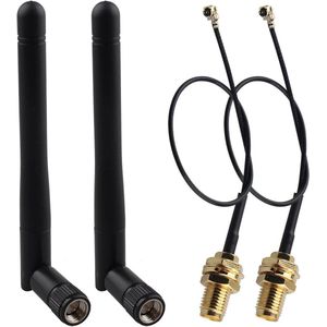 2 Stuks 433MHz Antenne 3dBi SMA Mannelijk + 15cm U.FL IPX IPEX MHF1 naar SMA Vrouwelijk Pigtail Coaxkabel voor Versterker Router Wifi Camera PCIE Draadloze Netwerkkaart