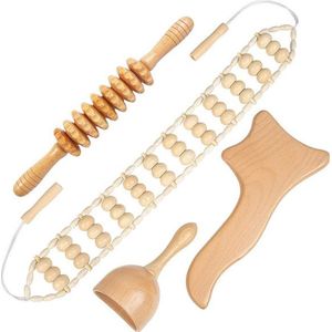 Houten Massage Set - Maderotherapie, Anticellulitis en Lymfedrainage
