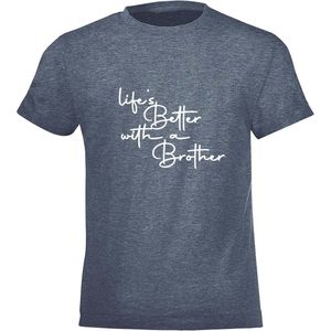 Be Friends T-Shirt - Life's better with a brother - Kinderen - Denim - Maat 2 jaar
