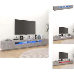 vidaXL TV-meubel Betongrijs - RGB LED-verlichting - 260 x 35 x 40 cm - USB-aansluiting - Montage vereist - Kast