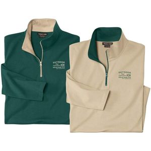 ATLAS FOR MEN - Set van 2 coltruien met rits Outdoor - Heren - Verkrijgbaar in grote maten - L