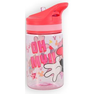 Minnie Mouse Drinktuitje Waterfles | Roze BPA-vrij Kunststof & Rubber | 17x7x7cm | 400ml | Bidon met Lange Drinktuit | Lekvrije | Houdt Warm en Koud | Voor Baby Sport Kamperen & Outdoor