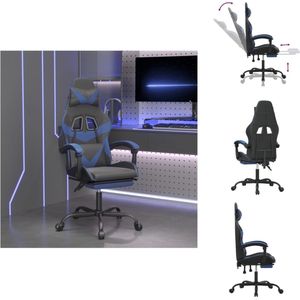 vidaXL Gamingstoel - Gamingstoelen - Televisiestoel - Racingstoel - Gamestoel draaibaar met voetensteun kunstleer zwart en blauw