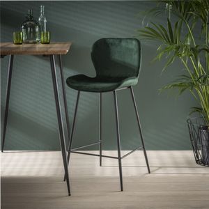 AnLi Style Barstoel velvet ronde buis - groen velours