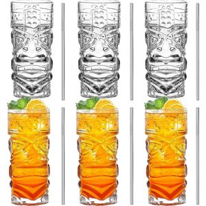 Heldere Tiki-glazenset van 170-400 ml moderne bar Tiki-cocktailglazen, perfect voor exotische cocktails Mai Tai Hawaiiaanse cocktails tropisch eiland drinkwareset