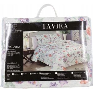 Tavira Kleurrijke Bloemen Dubbelzijdige Plaid 180x220 cm + 2 Kussenslopen